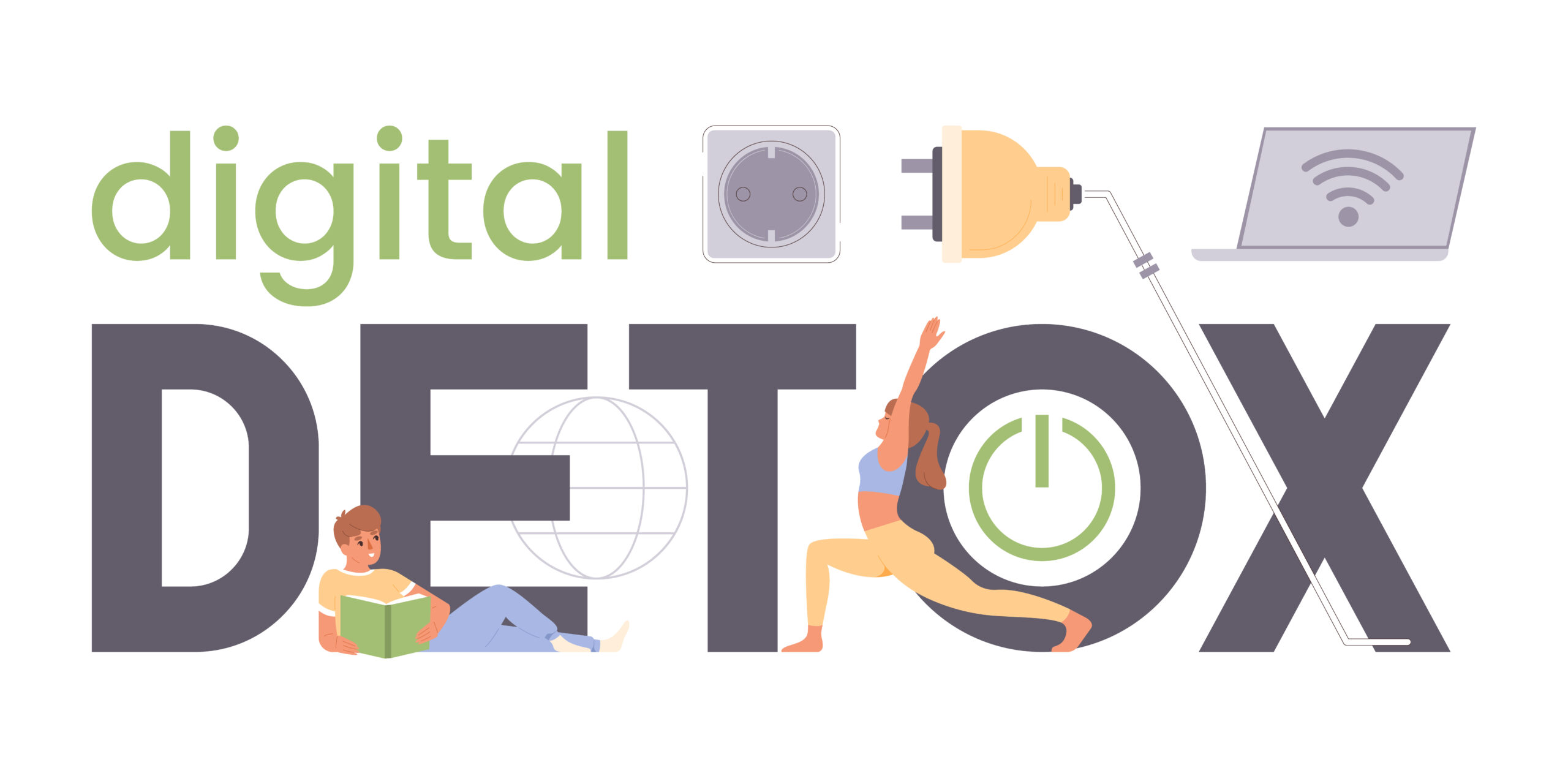 digital detox flat text