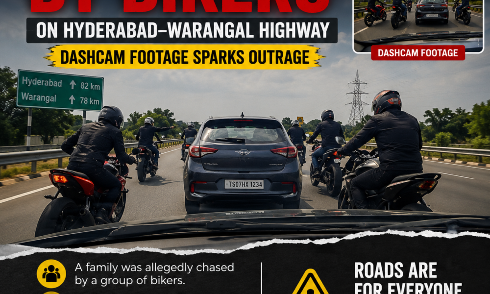Family chased by bikers on Hyderabad–Warangal highway